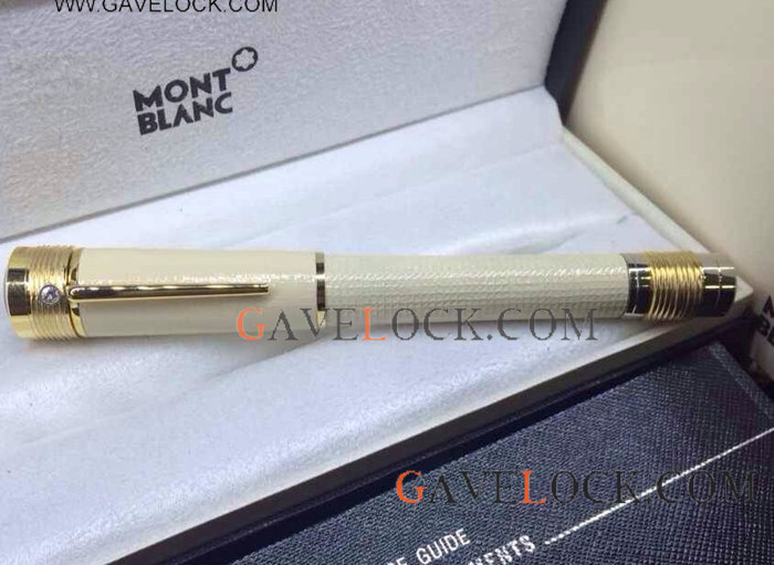 Mont Blanc Gandhi Limited Edition Cream & Gold Clip Rollerball Pen